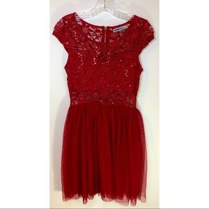 Graduation Prom Homecoming Red Dress with Sequins
